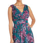 Vestido plissado com estampa floral feminina Nightway, azul, tamanho 6