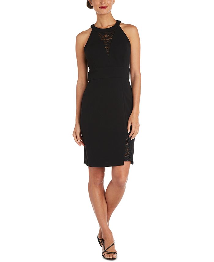 Vestido tubinho de renda Nightway feminino, preto, tamanho 4