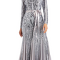 Vestido Godet Embelezado Feminino R &amp; M Richards Cinza Tamanho 18
