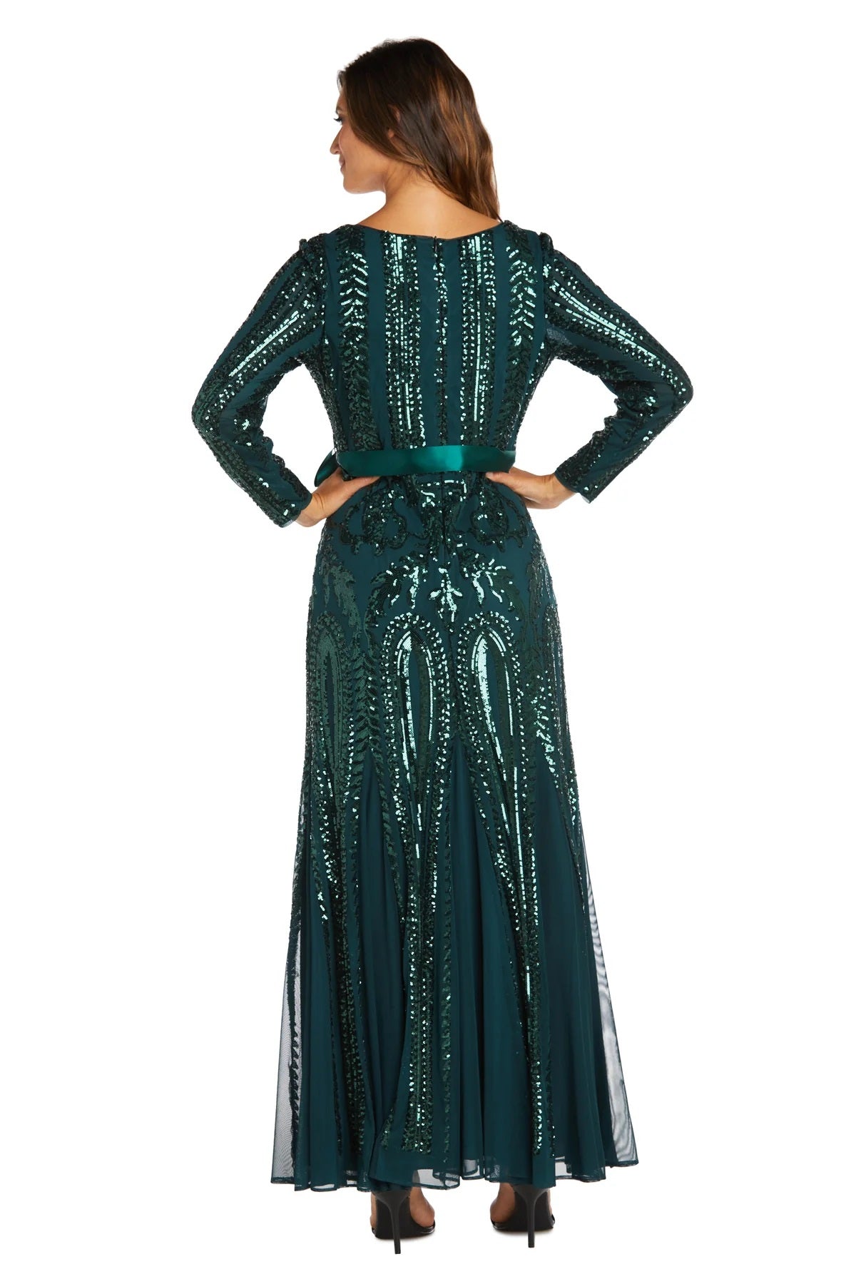 Vestido Godet Embelezado Feminino R &amp; M Richards Verde Tamanho 10