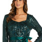 Vestido Godet Embelezado Feminino R &amp; M Richards Verde Tamanho 10