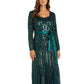 Vestido de noite longo Godet feminino R &amp; M Richards, verde, tamanho 16
