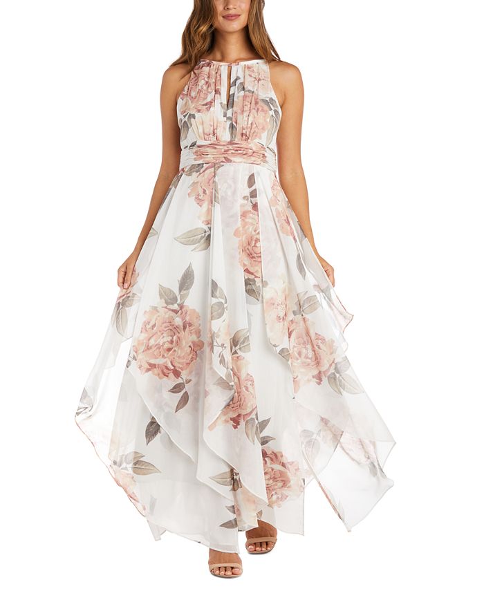Vestido curto feminino R &amp; M Richards com decote em V e alças finas, marrom, tamanho 6, pequeno