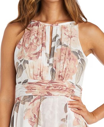 Vestido curto feminino R &amp; M Richards com decote em V e alças finas, marrom, tamanho 6, pequeno