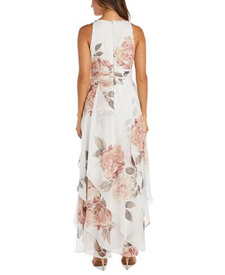 R & M Richards Women's Petite Keyhole Halter Gown Brown Size 6Petite