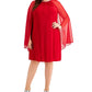 Vestido feminino R &amp; M Richards com manga de chiffon e strass, tamanho 20W, vermelho