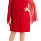 Vestido feminino R &amp; M Richards com manga de chiffon e strass, tamanho 20W, vermelho