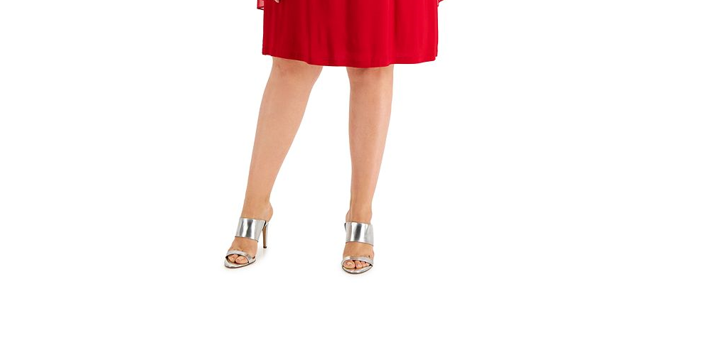 Vestido feminino R &amp; M Richards com manga de chiffon e strass, tamanho 20W, vermelho