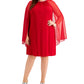 Vestido feminino R &amp; M Richards com manga de chiffon e strass, tamanho 20W, vermelho
