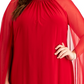 Vestido feminino R &amp; M Richards com manga de chiffon e strass, tamanho 20W, vermelho