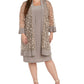 Vestido feminino com decote redondo e jaqueta floral R &amp; M Richards, marrom, tamanho 16W