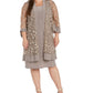 Vestido feminino com decote redondo e jaqueta floral R &amp; M Richards, marrom, tamanho 16W