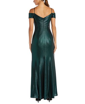 Vestido metálico tomara que caia feminino Nightway cinza tamanho 10 Petite