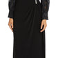 Vestido envelope feminino Nightway Jacquard Faux, preto, tamanho 4