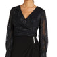 Vestido envelope feminino Nightway Jacquard Faux, preto, tamanho 4
