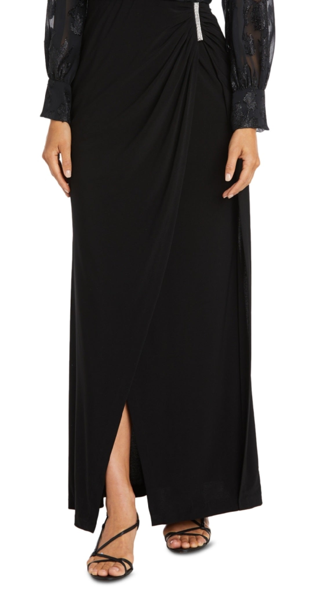 Vestido envelope feminino Nightway Jacquard Faux, preto, tamanho 4