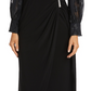 Vestido envelope feminino Nightway Jacquard Faux, preto, tamanho 4