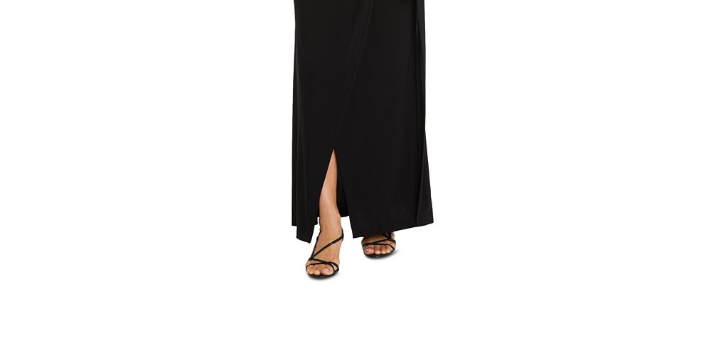 Vestido envelope feminino Nightway Jacquard Faux, preto, tamanho 8
