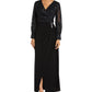 Vestido envelope feminino Nightway Jacquard Faux, preto, tamanho 8
