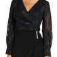 Vestido envelope feminino Nightway Jacquard Faux, preto, tamanho 8