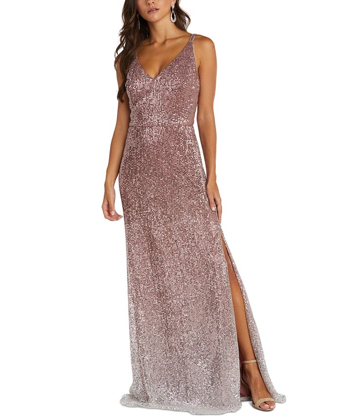 Vestido de festa feminino Nightway com lantejoulas ombré rosa tamanho 14