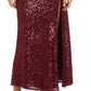 Vestido de noite feminino com lantejoulas vermelho tamanho 10