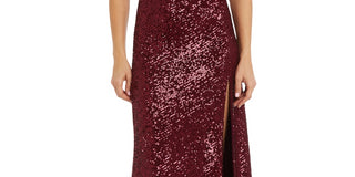 Vestido de noite feminino com lantejoulas vermelho tamanho 10