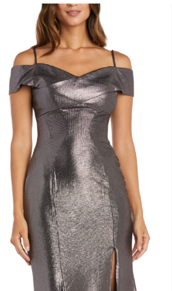 Vestido feminino metálico tomara que caia, tamanho 22W, cinza