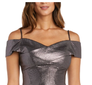 Vestido feminino metálico tomara que caia, tamanho 22W, cinza