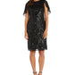 Vestido Capelet Feminino R &amp; M Richards com Lantejoulas, Preto, Tamanho 12