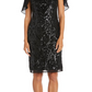 Vestido Capelet Feminino R &amp; M Richards com Lantejoulas, Preto, Tamanho 12