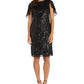 Vestido Capelet Feminino R &amp; M Richards com Lantejoulas, Preto, Tamanho 12