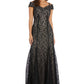 Vestido de renda ombro a ombro feminino R &amp; M Richards, preto, tamanho 12