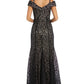 Vestido de renda ombro a ombro feminino R &amp; M Richards, preto, tamanho 12