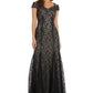 Vestido de renda ombro a ombro feminino R &amp; M Richards, preto, tamanho 12