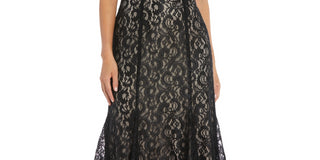 Vestido de renda ombro a ombro feminino R &amp; M Richards, preto, tamanho 12