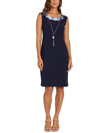 Vestido e jaqueta estampados femininos R &amp; M Richards, azul, tamanho 12