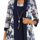 Vestido e jaqueta estampados femininos R &amp; M Richards, azul, tamanho 12