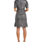 Vestido curto de lantejoulas com manga curta para mulheres Nightway, tamanho 8, prateado