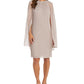 Vestido feminino R &amp; M Richards com sobreposição de capa e bainha marrom, tamanho 12, pequeno