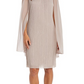 Vestido feminino R &amp; M Richards com sobreposição de capa e bainha marrom, tamanho 12, pequeno