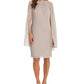 Vestido feminino R &amp; M Richards com sobreposição de capa e bainha marrom, tamanho 12, pequeno