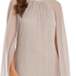 Vestido feminino R &amp; M Richards com sobreposição de capa e bainha marrom, tamanho 12, pequeno