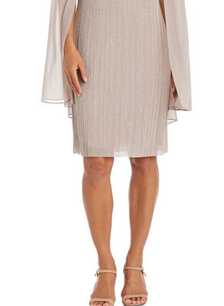 Vestido feminino com capa metálica amassada R &amp; M Richards, marrom, tamanho 20W