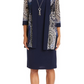 Conjunto de 2 peças de jaqueta e vestido estampado feminino R &amp; M Richards, azul, tamanho 8, pequeno