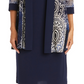 Conjunto de 2 peças de jaqueta e vestido estampado feminino R &amp; M Richards, azul, tamanho 8, pequeno