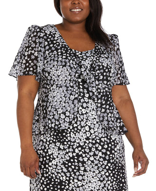 Jaqueta e vestido femininos R &amp; M Richards com amarração frontal, pretos, tamanho 20W