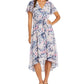 Vestido envelope falso com mangas esvoaçantes R &amp; M Richards feminino, marrom, tamanho 14, pequeno