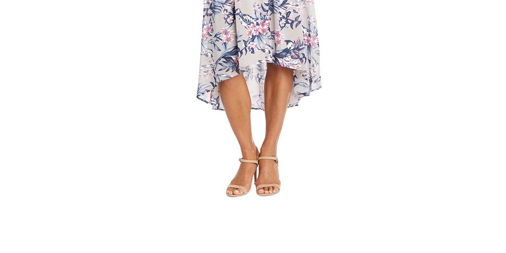 Vestido envelope falso com mangas esvoaçantes R &amp; M Richards feminino, marrom, tamanho 14, pequeno