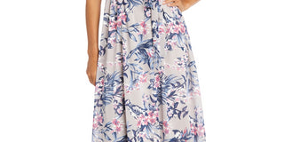 Vestido envelope falso com mangas esvoaçantes R &amp; M Richards feminino, marrom, tamanho 14, pequeno